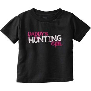 Brisco Brands Cute Daddy’s Hunting Girl Daughter Youth T Shirt Tee Girls(Black)