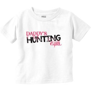 Brisco Brands Cute Daddy’s Hunting Girl Daughter Youth T Shirt Tee Girls(White)