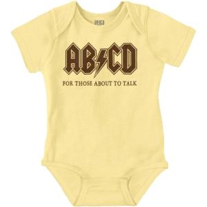 Brisco Brands Cutest Lil Rockstar Music Lover ABCD Baby Romper Boys or Girls(Abcd – Banana)