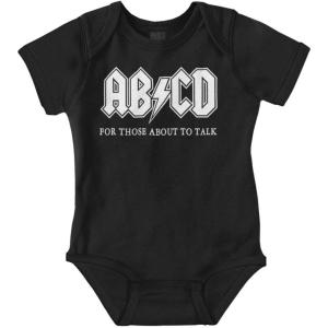 Brisco Brands Cutest Lil Rockstar Music Lover ABCD Baby Romper Boys or Girls(Abcd – Black)