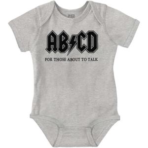 Brisco Brands Cutest Lil Rockstar Music Lover ABCD Baby Romper Boys or Girls(Abcd – Heather)