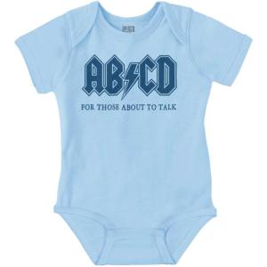 Brisco Brands Cutest Lil Rockstar Music Lover ABCD Baby Romper Boys or Girls(Abcd – Light Blue)