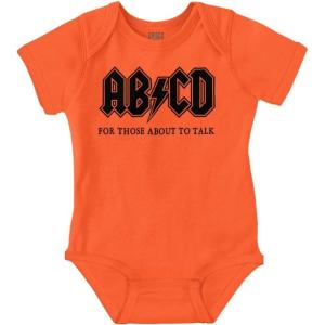 Brisco Brands Cutest Lil Rockstar Music Lover ABCD Baby Romper Boys or Girls(Abcd – Orange)