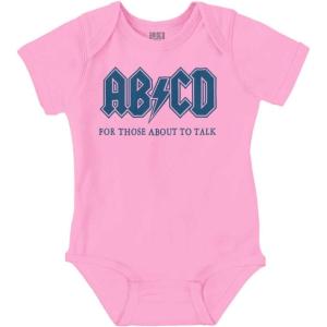 Brisco Brands Cutest Lil Rockstar Music Lover ABCD Baby Romper Boys or Girls(Abcd – Pink)