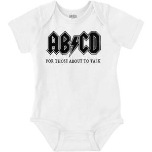 Brisco Brands Cutest Lil Rockstar Music Lover ABCD Baby Romper Boys or Girls(Abcd – White)