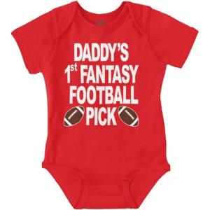 Brisco Brands Daddy’s Fantasy Football Pick Sports Baby Romper Boys or Girls(Red)