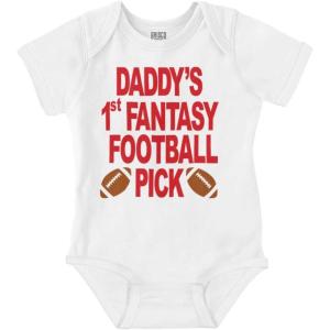 Brisco Brands Daddy’s Fantasy Football Pick Sports Baby Romper Boys or Girls(White)