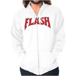 Brisco Brands Flash Gordon Logo Comic Book Hero Zip Up Hoodie Mens Womens(White)