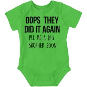 Brisco Brands Funny Big Brother Baby Announcement Baby Bodysuit Jumper Boys(Apple)
