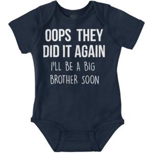 Brisco Brands Funny Big Brother Baby Announcement Baby Bodysuit Jumper Boys(Navy)