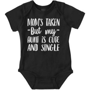 Brisco Brands Funny Single Aunts Cute Niece Nephew Baby Romper Boys or Girls(Black)