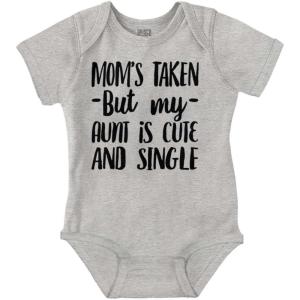 Brisco Brands Funny Single Aunts Cute Niece Nephew Baby Romper Boys or Girls(Heather)