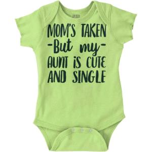Brisco Brands Funny Single Aunts Cute Niece Nephew Baby Romper Boys or Girls(Key Lime)