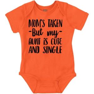 Brisco Brands Funny Single Aunts Cute Niece Nephew Baby Romper Boys or Girls(Orange)