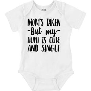 Brisco Brands Funny Single Aunts Cute Niece Nephew Baby Romper Boys or Girls(White)