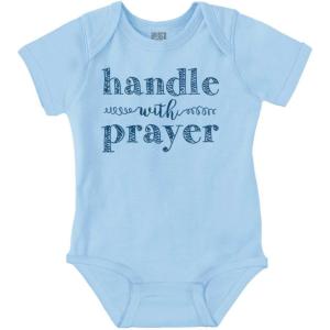 Brisco Brands Handle Prayer Religious Christian Baby Bodysuit Jumper Girls(Light Blue)
