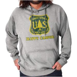 Brisco Brands Happy US Forest Service Camper Hoodie Sweatshirt Women Men(Sport Grey)
