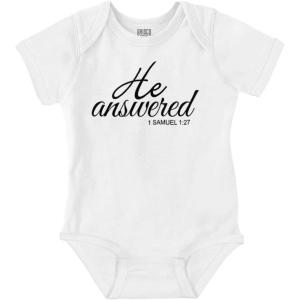 Brisco Brands He Answered Samuel 1:17 Christian Baby Bodysuit Jumper Girls(White)