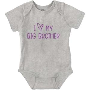Brisco Brands I Love My Big Brother Younger Sibling Baby Romper Boys or Girls(Heather)