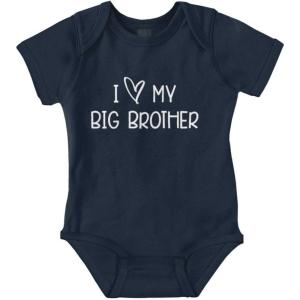 Brisco Brands I Love My Big Brother Younger Sibling Baby Romper Boys or Girls(Navy)
