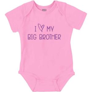 Brisco Brands I Love My Big Brother Younger Sibling Baby Romper Boys or Girls(Pink)