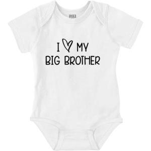 Brisco Brands I Love My Big Brother Younger Sibling Baby Romper Boys or Girls(White)