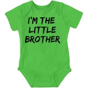 Brisco Brands I’m the Little Brother Siblings Baby Bodysuit Jumper Boys(Apple)