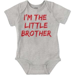 Brisco Brands I’m the Little Brother Siblings Baby Bodysuit Jumper Boys(Heather)