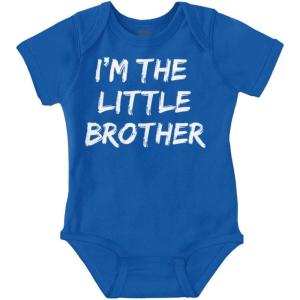 Brisco Brands I’m the Little Brother Siblings Baby Bodysuit Jumper Boys(Royal)