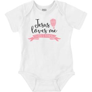 Brisco Brands Jesus Loves Me This I Know Christian Baby Bodysuit Jumper Girls(White)