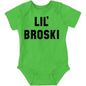Brisco Brands Lil Broski Funny Younger Brother Baby Bodysuit Jumper Boys(Apple)