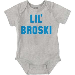 Brisco Brands Lil Broski Funny Younger Brother Baby Bodysuit Jumper Boys(Heather)