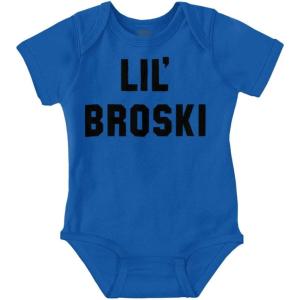Brisco Brands Lil Broski Funny Younger Brother Baby Bodysuit Jumper Boys(Royal)