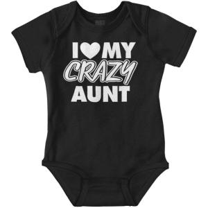 Brisco Brands Love My Crazy Aunt Funny Cool Auntie Baby Romper Boys or Girls(Black)