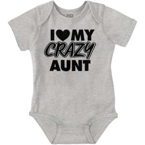 Brisco Brands Love My Crazy Aunt Funny Cool Auntie Baby Romper Boys or Girls(Heather)