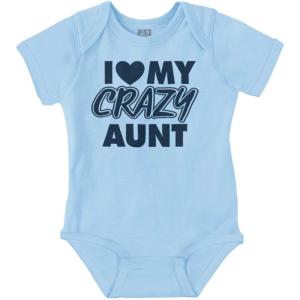 Brisco Brands Love My Crazy Aunt Funny Cool Auntie Baby Romper Boys or Girls(Light Blue)