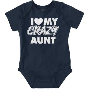 Brisco Brands Love My Crazy Aunt Funny Cool Auntie Baby Romper Boys or Girls(Navy)