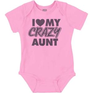 Brisco Brands Love My Crazy Aunt Funny Cool Auntie Baby Romper Boys or Girls(Pink)