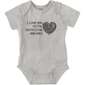 Brisco Brands Love You Death Star and Back Galaxy Baby Bodysuit Jumper Girls(Heather)