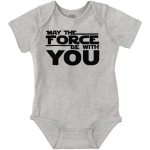 Brisco Brands May The Universe Be With You Baby Romper Boys or Girls(Heather)