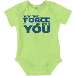 Brisco Brands May The Universe Be With You Baby Romper Boys or Girls(Key Lime)