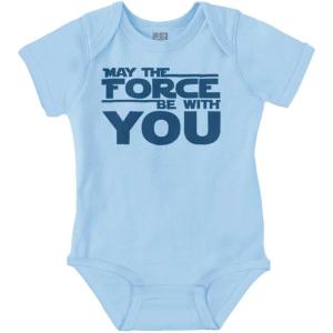 Brisco Brands May The Universe Be With You Baby Romper Boys or Girls(Light Blue)