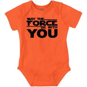 Brisco Brands May The Universe Be With You Baby Romper Boys or Girls(Orange)