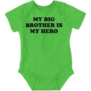 Brisco Brands My Big Brother is My Hero Baby Romper Boys or Girls(Apple)