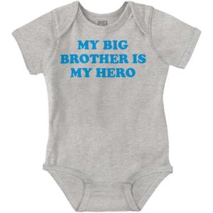 Brisco Brands My Big Brother is My Hero Baby Romper Boys or Girls(Heather)