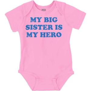 Brisco Brands My Big Sister My Hero Little Sis Love Baby Romper Boys or Girls(Pink)