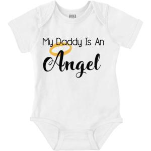 Brisco Brands My Daddy Is An Angel Cute Little One Baby Romper Boys or Girls(White)