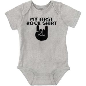 Brisco Brands My First Rock Outfit Baby Romper Boys or Girls(Heather)