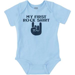 Brisco Brands My First Rock Outfit Baby Romper Boys or Girls(Light Blue)