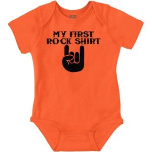Brisco Brands My First Rock Outfit Baby Romper Boys or Girls(Orange)